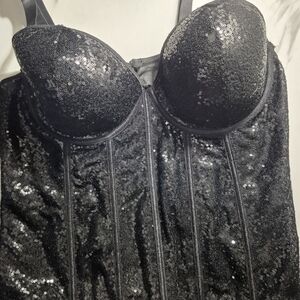 Sequin Black Bustier